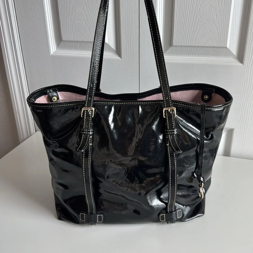 Vintage Dooney and Burke Black Patent Leather
Tote Bag - Picture 5 of 10